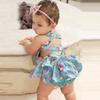 Digood Girls Dress&Skirt,Newborn Infant Baby Girls Backless Lacing Floral Print Romper Dress Sundress,Kids Summer Clothes (Blue,18-24 M) view 2