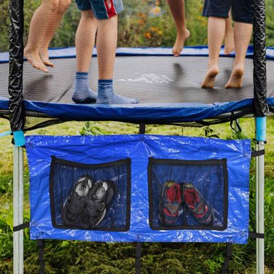AW Trampoline Shoe Bag Trampoline Accessory Adjustable Strap,with 2 Separate Compartments Mesh Pocket for Storing Shoes Outdoor Home