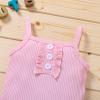 Newborn Baby Girl Clothes Solid Straps Romper Tank Tees Tops+Floral Short Pants Outfit Set Toddler Girl Clothes Shorts Set (Pink Romper Shorts Set, 0-3 Months) view 4
