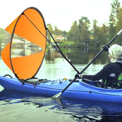 POCREATION Kayak Wind Sail Kit, 42 Inch Foldable with Clear Window for Kayaking Sailing, Orange