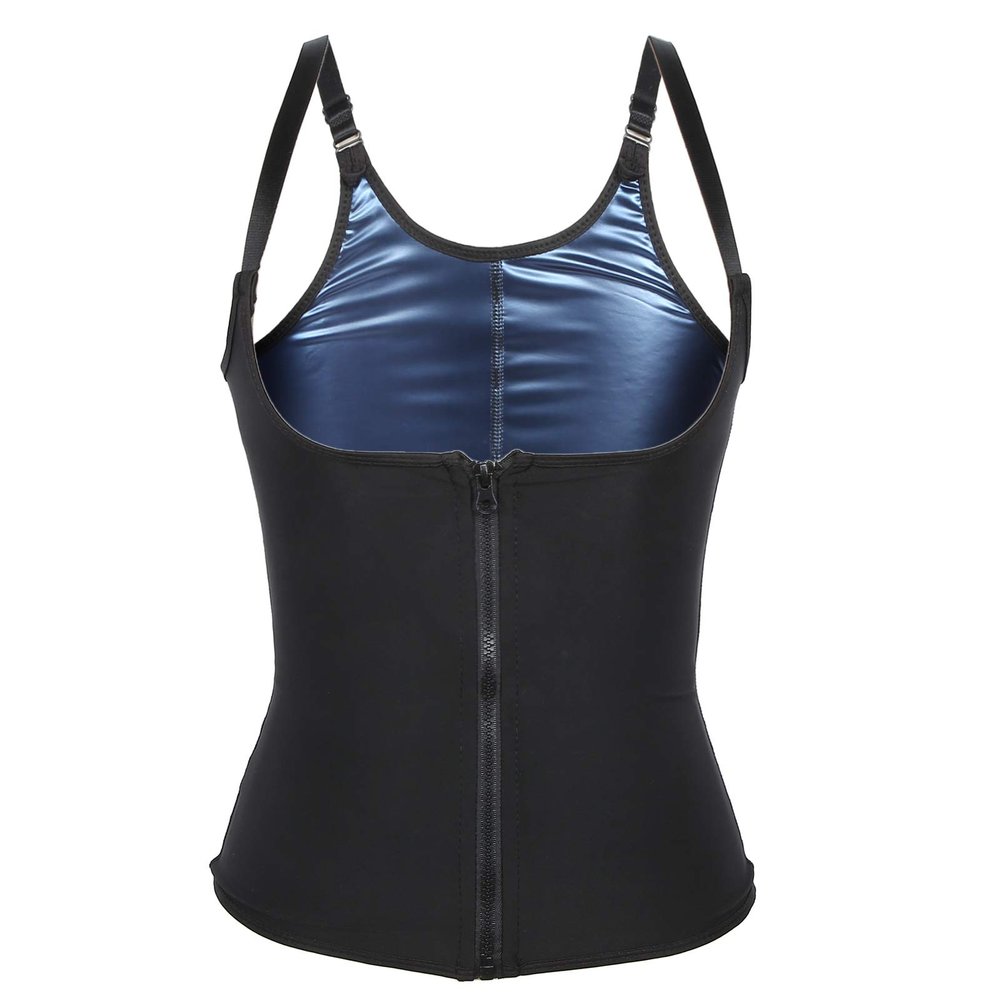 Women Waist Trainer Vest, Zipper Fitness Body Shaper Shirt Sauna Sweat Breathable Fat Burning Shapewear