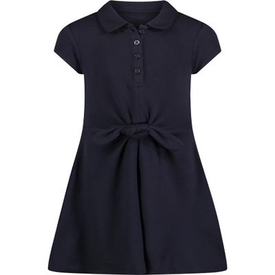 Nautica Big Girls School Uniform Short Sleeve Polo Dress, Navy Front Tie, 20.5
