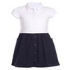 Nautica Big Girls School Uniform Short Sleeve Polo Dress, White/Navy Poplin, 12-14 view 1