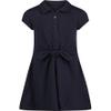 Nautica Big Girls School Uniform Short Sleeve Polo Dress, Navy Front Tie, 8.5-10.5