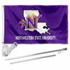 College Flags & Banners Co. Northwestern State University Polyester Flag and Pole Bracket Mount Bundle view 1