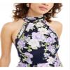 B. Darlin Womens Juniors Midi Eyelet Halter Dress Navy 3/4 view 3