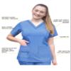 Adar Pro Heather Scrubs for Women - Elevated V-Neck Scrub Top - P4212H - Heather French Blue - 2X view 3