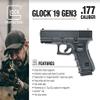GIock 19 Gen3 .177 Caliber BB Semiautomatic Gun Air Pistol with 5pack CO2 Tanks and .177 Cal 1500ct Steel BBS Wearable4U Bundle view 3