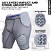 Exxact Sports Touchdown 5-Pad Youth Football Girdle with Cup Pocket, Lightweight Padded Compression Shorts with Integrated Hip, Thigh, Tailbone Pads, Boys Girdle Football (YM, Gray) view 3