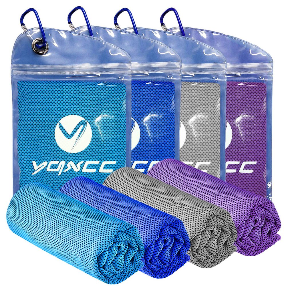 YQXCC 4 Pack Cooling Towels | 40"x12" | Cool for Neck and Face | Microfiber Soft Breathable Chilly | for Yoga, Sport, Golf, Gym, Camping, Running & More Activities