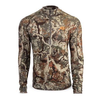 First Lite Men's Kiln Quarter-Zip - Merino Wool Midweight Camo Hunting Base Layer - First Lite Specter - Large