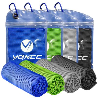 YQXCC 4 Pack Cooling Towels | 40"x12" | Cool for Neck and Face | Microfiber Soft Breathable Chilly | for Yoga, Sport, Golf, Gym, Camping, Running & More Activities