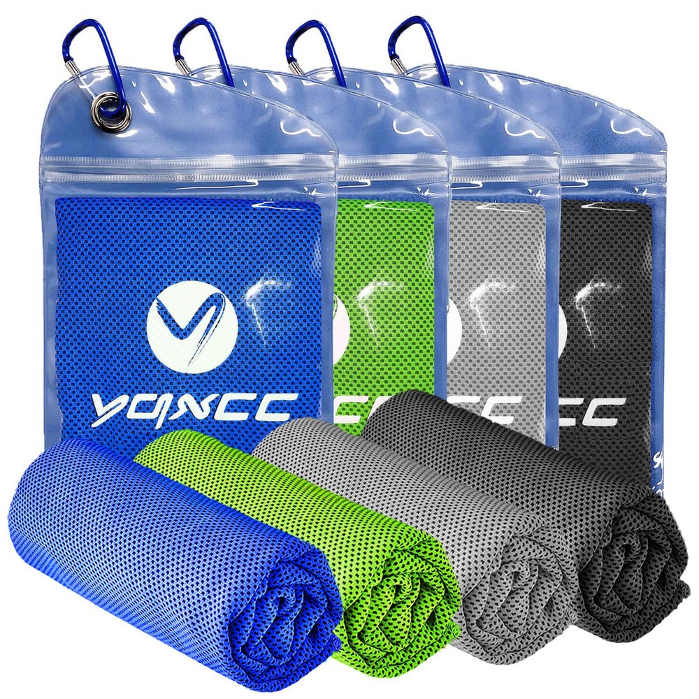 YQXCC 4 Pack Cooling Towels | 40"x12" | Cool for Neck and Face | Microfiber Soft Breathable Chilly | for Yoga, Sport, Golf, Gym, Camping, Running & More Activities