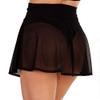 KnniMorning TEES Women's Sheer Mesh Mini Skirts See-Through High Waist Solid Skater Skirt Beach Cover-ups (Black, L) view 3