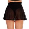 KnniMorning TEES Women's Sheer Mesh Mini Skirts See-Through High Waist Solid Skater Skirt Beach Cover-ups (Black, L) view 4