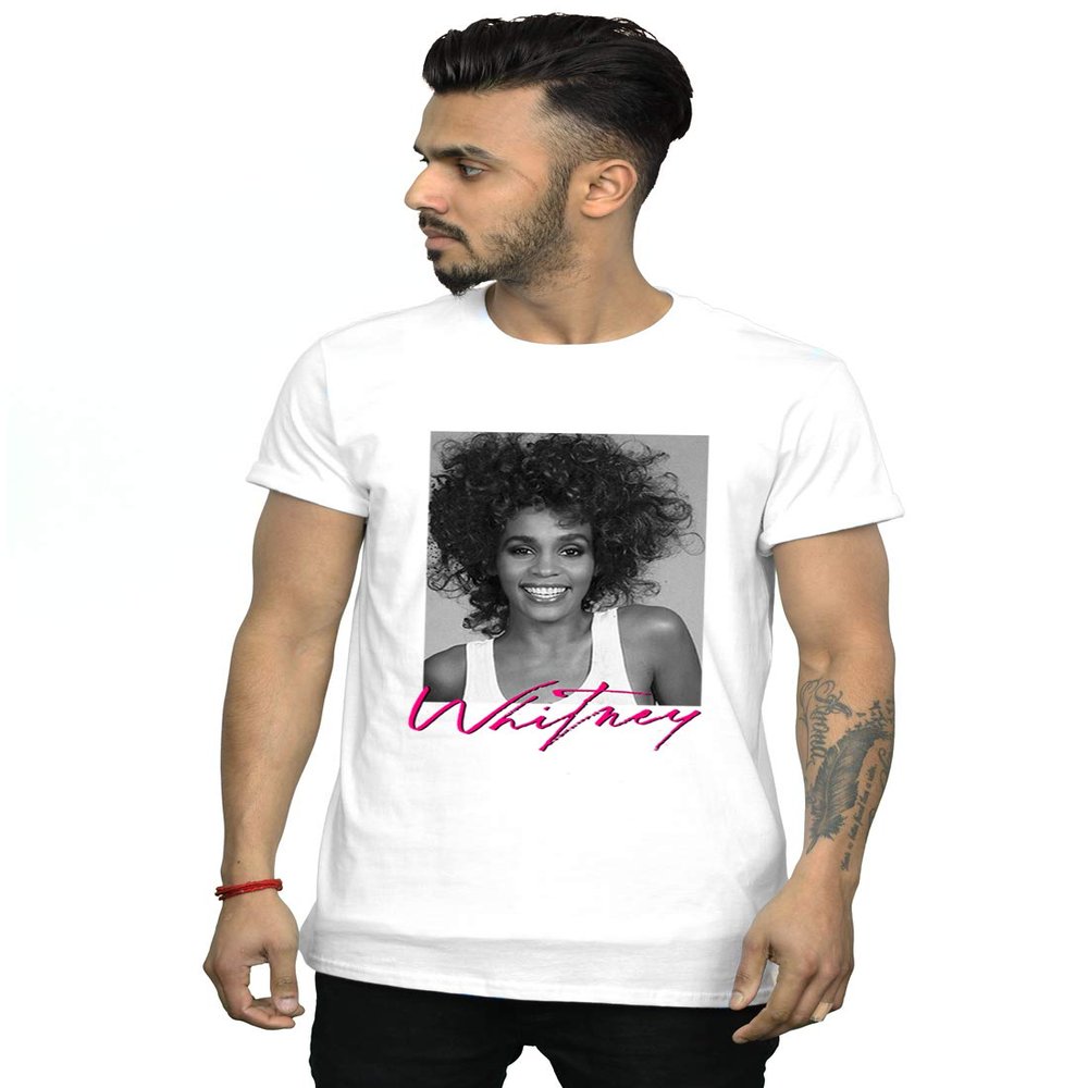 Absolute Cult Whitney Houston Men's Smile Photograph T-Shirt White Small