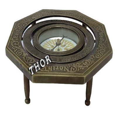 Vintage Antique Brass Nautical Desk Table Compass Collectible Item Rustic Vintage Home Decor Gifts