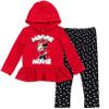 Disney Minnie Mouse Little Girls Fleece Pullover Peplum Hoodie Leggings Set Red 6-6X view 1
