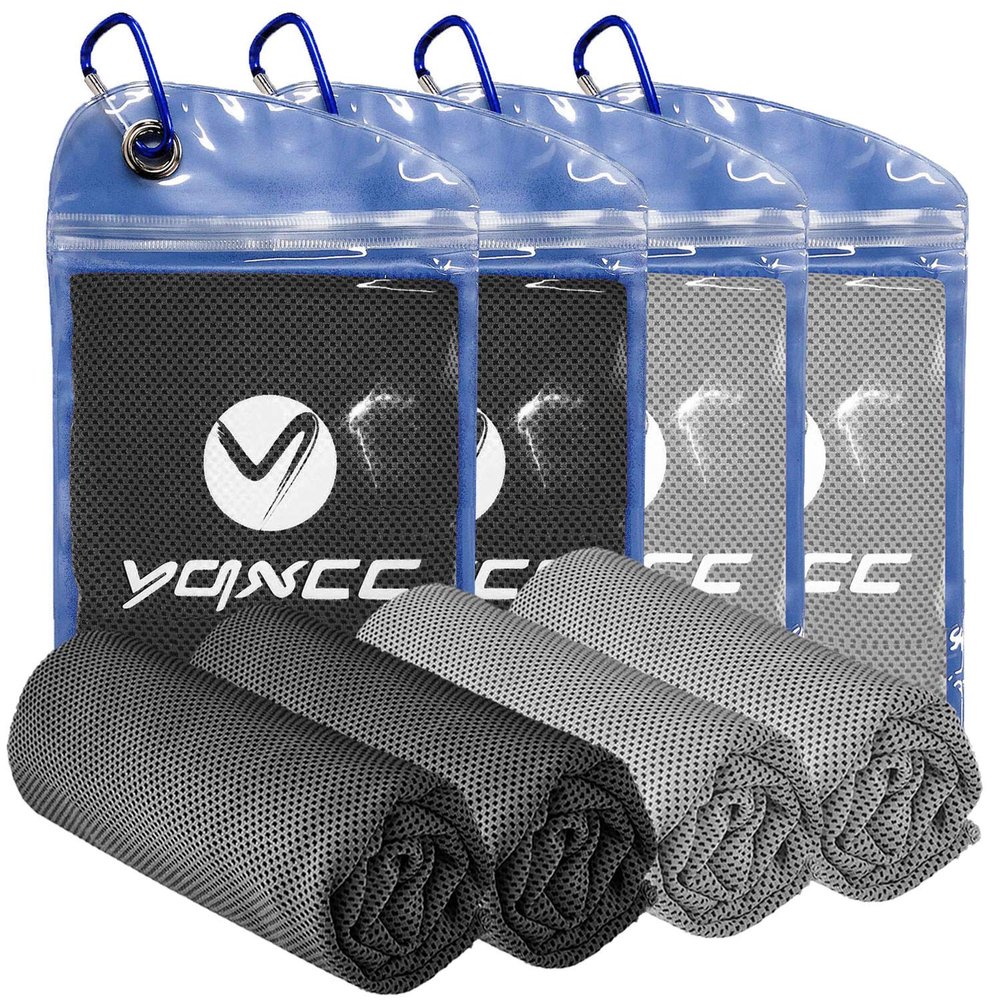 YQXCC 4 Pack Cooling Towels | 40"x12" | Cool for Neck and Face | Microfiber Soft Breathable Chilly | for Yoga, Sport, Golf, Gym, Camping, Running & More Activities