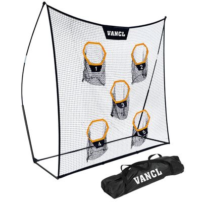VANCL Football Training Net Portable 7X7ft Knotless Quarterback Throwing Net for Improving Football Accuracy Throwing with 5 Target Pockets &Carry Bag