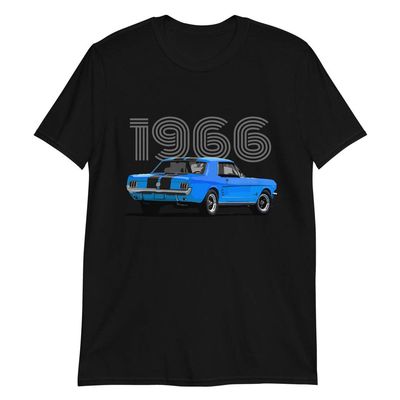 1966 Stang American Classic Pony Car Club Short-Sleeve Unisex T-Shirt Black