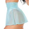 KnniMorning TEES Women's Sheer Mesh Mini Skirts See-Through High Waist Solid Skater Skirt Beach Cover-ups (Blue, S) view 2