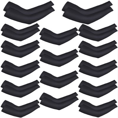 Bememo 16 Pairs UV Sun Protection Arm Sleeves for Men Women Cooling Arm Sleeves for Sports Workouts Tattoo Covers(Black)