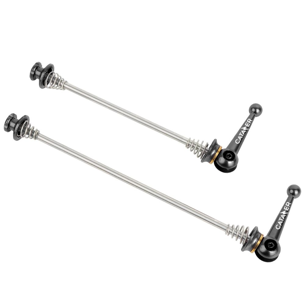 catazer Ultralight Titanium Bicycle QR Skewer 48g Ti-Axis Quick Release MTB Road Bike Bicycle Quick Release Set (Black)