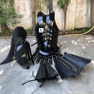 300 Spartan Muscle Armor with Helmet Maximus Leather Leg or Arm Guard Custom Size