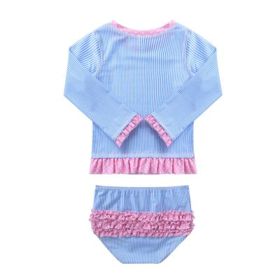 Freebily Baby Child Girls Two Piece Tankini Swimwear Summer Beachwear Rash Guard with UPF 50+ Blue Stripe 0-3 Months
