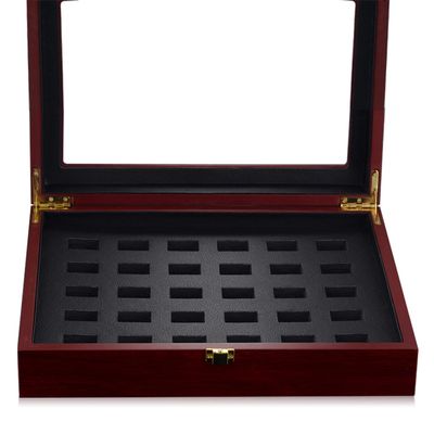 Mewish Wooden 30 Holes Championship Ring Display Box Thirty Slots Clear Glass Window Championship Rings Set Case