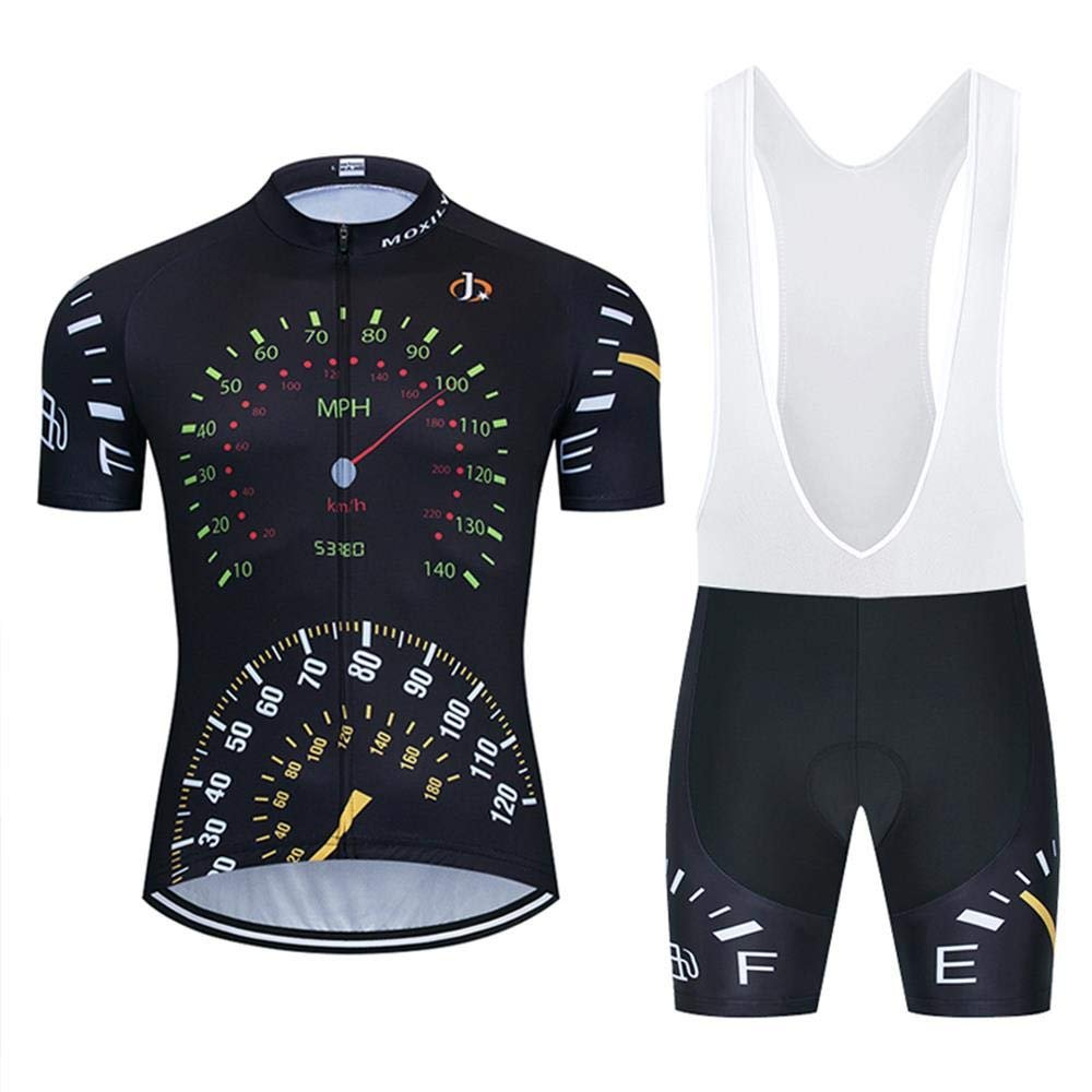 MOXILYN Mens Cycling Jersey MTB Clothes Cycling Kit Bike Shirts and Cycling Bibs Short with 20D Gel Pad Biking Clothing Set