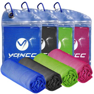 YQXCC 4 Pack Cooling Towels | 40"x12" | Cool for Neck and Face | Microfiber Soft Breathable Chilly | for Yoga, Sport, Golf, Gym, Camping, Running & More Activities