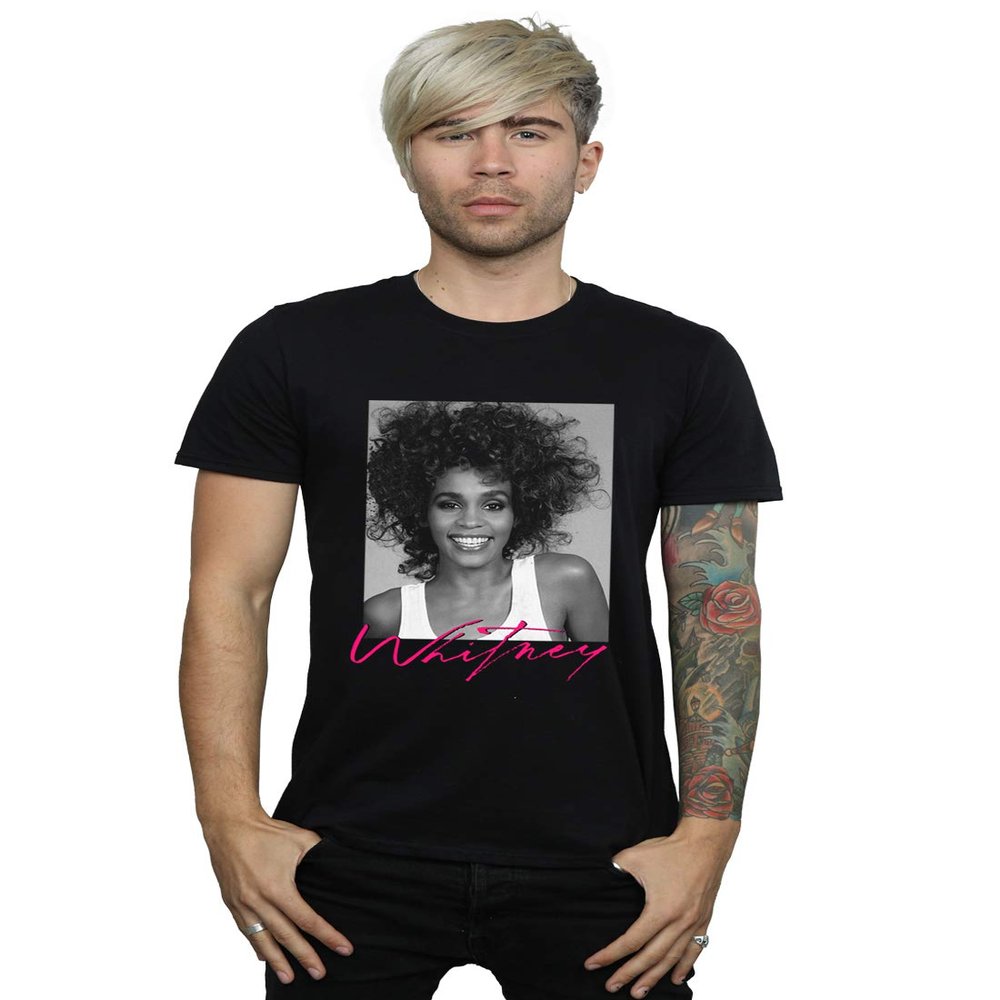 Absolute Cult Whitney Houston Men's Smile Photograph T-Shirt Black Medium