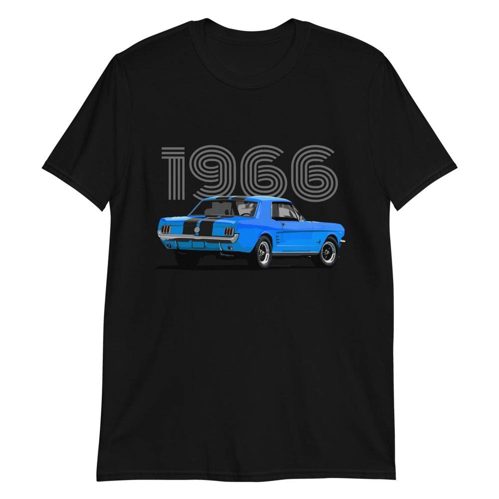 1966 Stang American Classic Pony Car Club Short-Sleeve Unisex T-Shirt Black