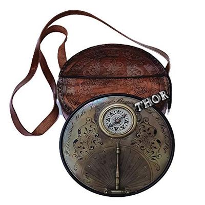 Vintage Maritime Nautical Brass Compass W/Leather Case Marine Gift Rustic Vintage Home Decor Gifts