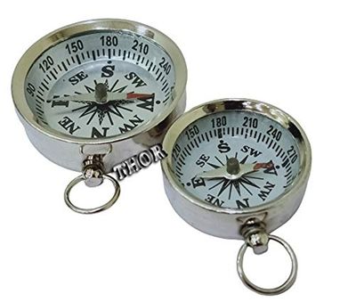 Vintage Brass Pocket Compass Chrome Finish Nautical Poem Compass Marine Gift Set of 2 Rustic Vintage Home Decor Gifts