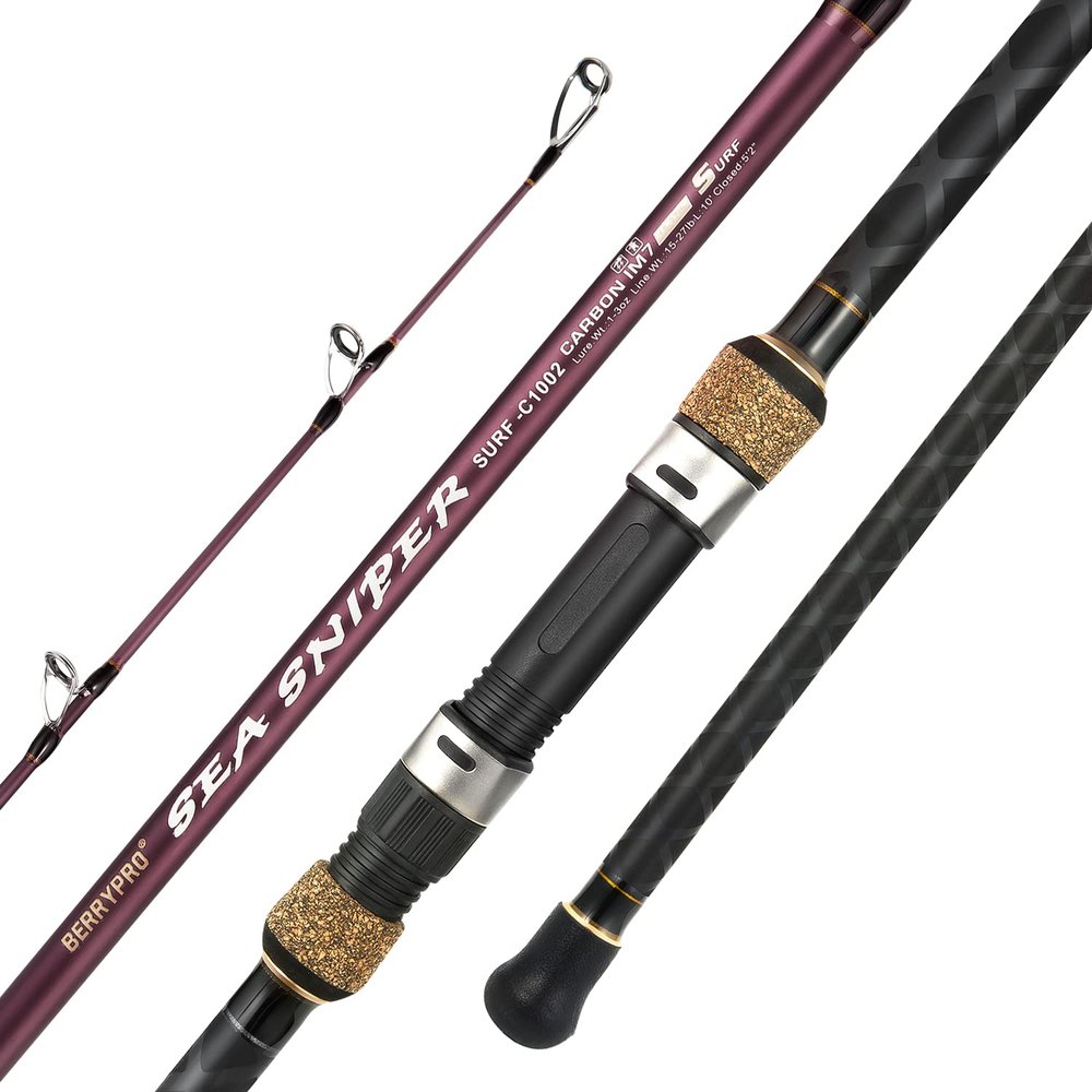 Berrypro Surf Spinning & Casting Fishing Rod Carbon Fiber Travel Fishing Rod (9 Feet /10 Feet /12 Feet) (10'6''-Spinning 2-Piece)