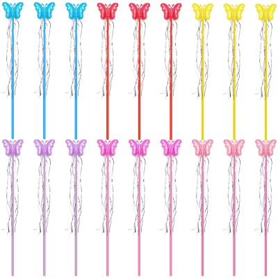 Skylety 18 Pcs Butterfly Fairy Wands, 6 Colors Princess Party Wands Kids
