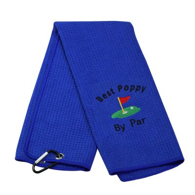 Dad Golf Towel Embroidered Golf Towel Gift Golf Father Gift Best Papa/Pops/Grampy/Papaw/Opa/Poppy by Par Golf Towel with Clip (Best Poppy-BK)