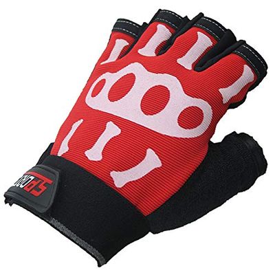 Mens Youth Skeleton Fingerless Cycling Gloves Anti-Slip Breathable Biking Gloves witth Gel Palm MTB DH Road Bicycle Motorcycle Gloves