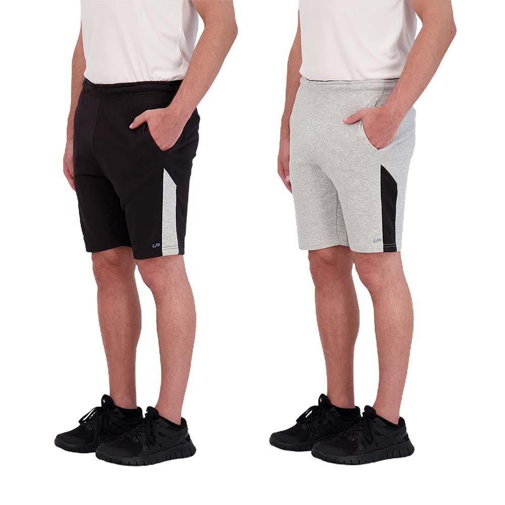 Unipro Mens Basketball Shorts with Pockets 2 Pack Quick Dry Athletic Mesh Short for Men Gym Workout and Training Clothing (as1, Alpha, s, Regular, Regular, Black-Grey Heather)