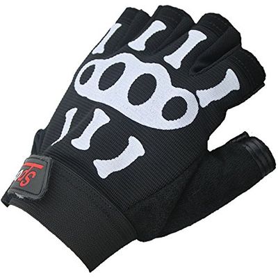 Mens Youth Skeleton Fingerless Cycling Gloves Anti-Slip Breathable Biking Gloves witth Gel Palm MTB DH Road Bicycle Motorcycle Gloves