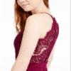 City Studio Womens Burgundy Floral Spaghetti Strap V Neck Short Sheath Evening Dress Size 15 view 3