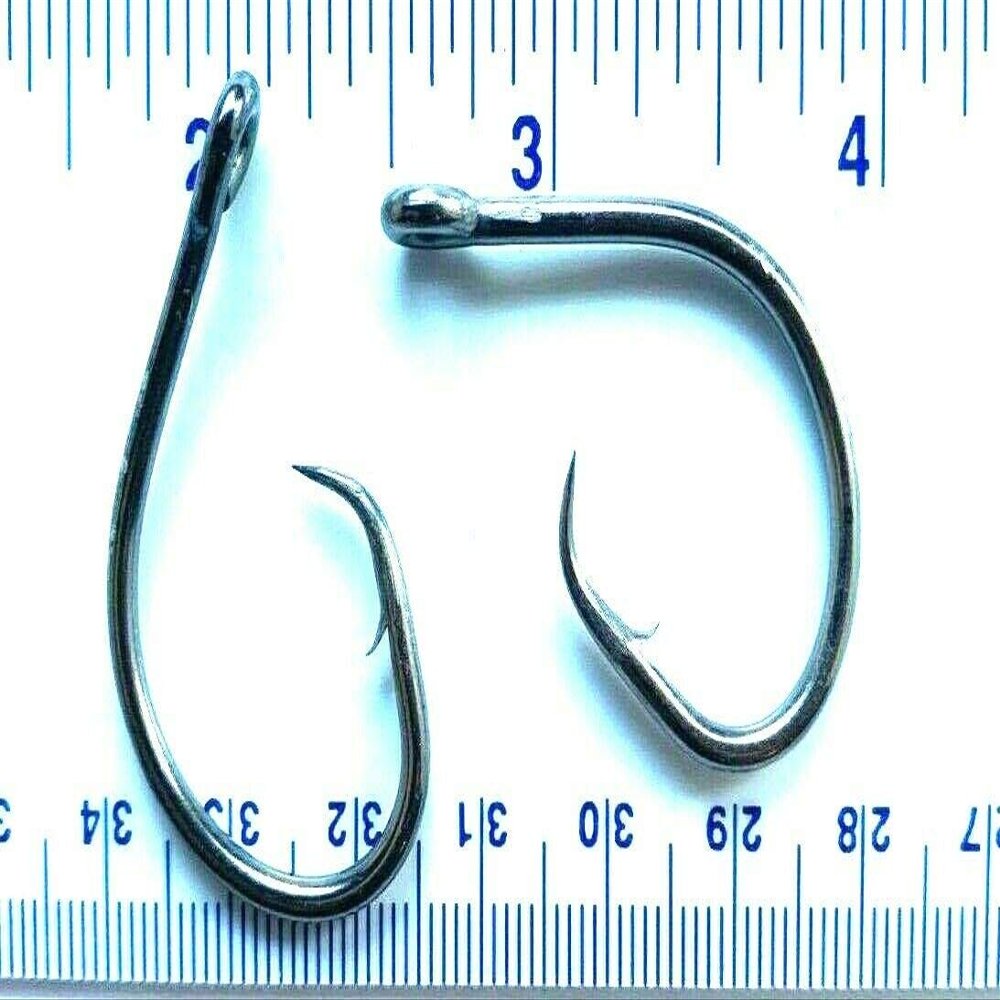500 Gerry's Tackle 4X Strong Inline (Non-Offset) Black Circle Hooks Size 5/0