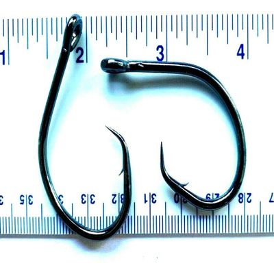 500 Gerry's Tackle 4X Strong Inline (Non-Offset) Black Circle Hooks Size 9/0