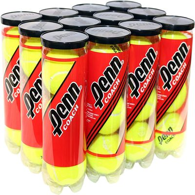 Penn Coach Pressurized Tennis Balls - Regular Duty Felt Practice & Training Tennis Balls - 12 Cans, 36 Balls