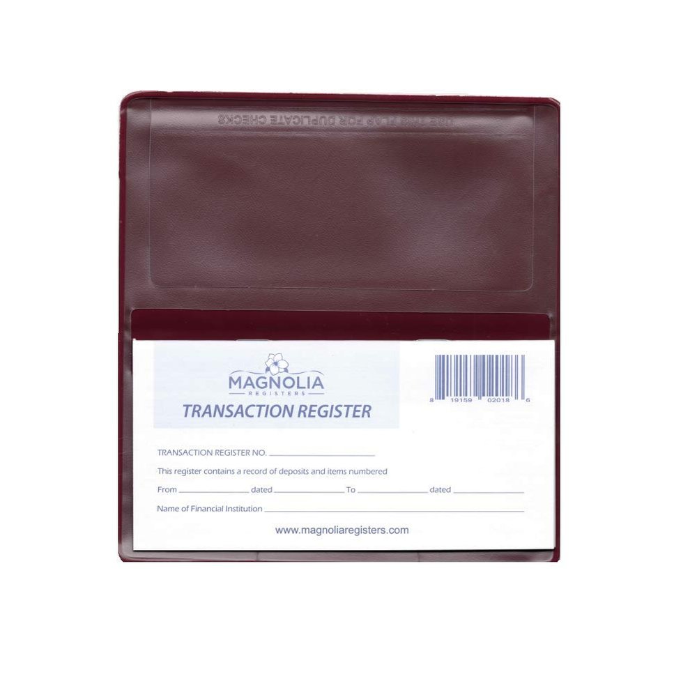 5 Checkbook Transaction Registers w/Vinyl Checkbook Cover (Maroon)