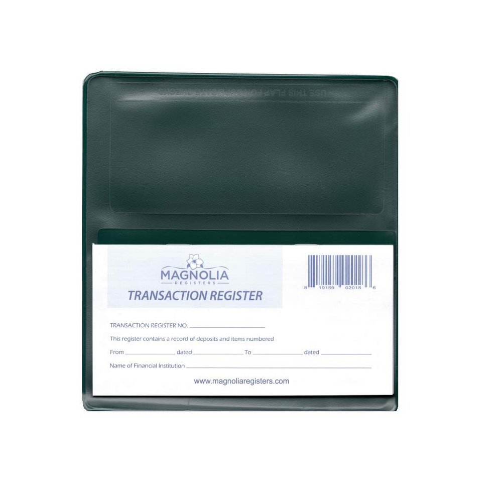 5 Checkbook Transaction Registers w/Vinyl Checkbook Cover (Green)