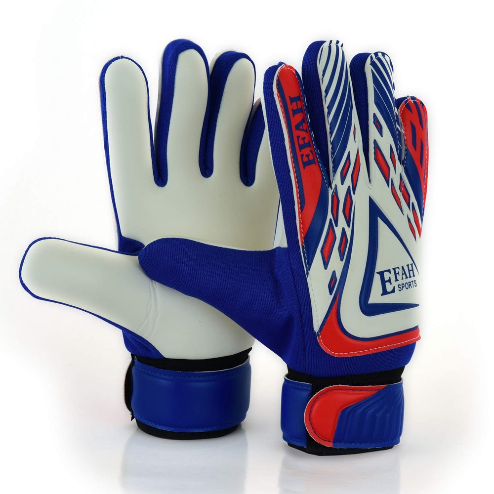 EFAH SPORTS Soccer Goalie Goalkeeper Gloves for Kids Boys Children Football Gloves with Strong Grips Palms (Blue/White, Size 5 Suitable for 9 to 12 Years Old)